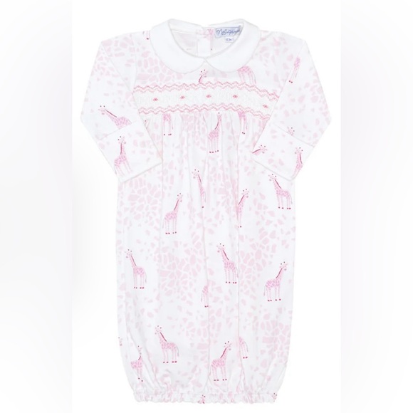 Nellapima Pink Giraffe Print Smocked Gown - Picture 1 of 5